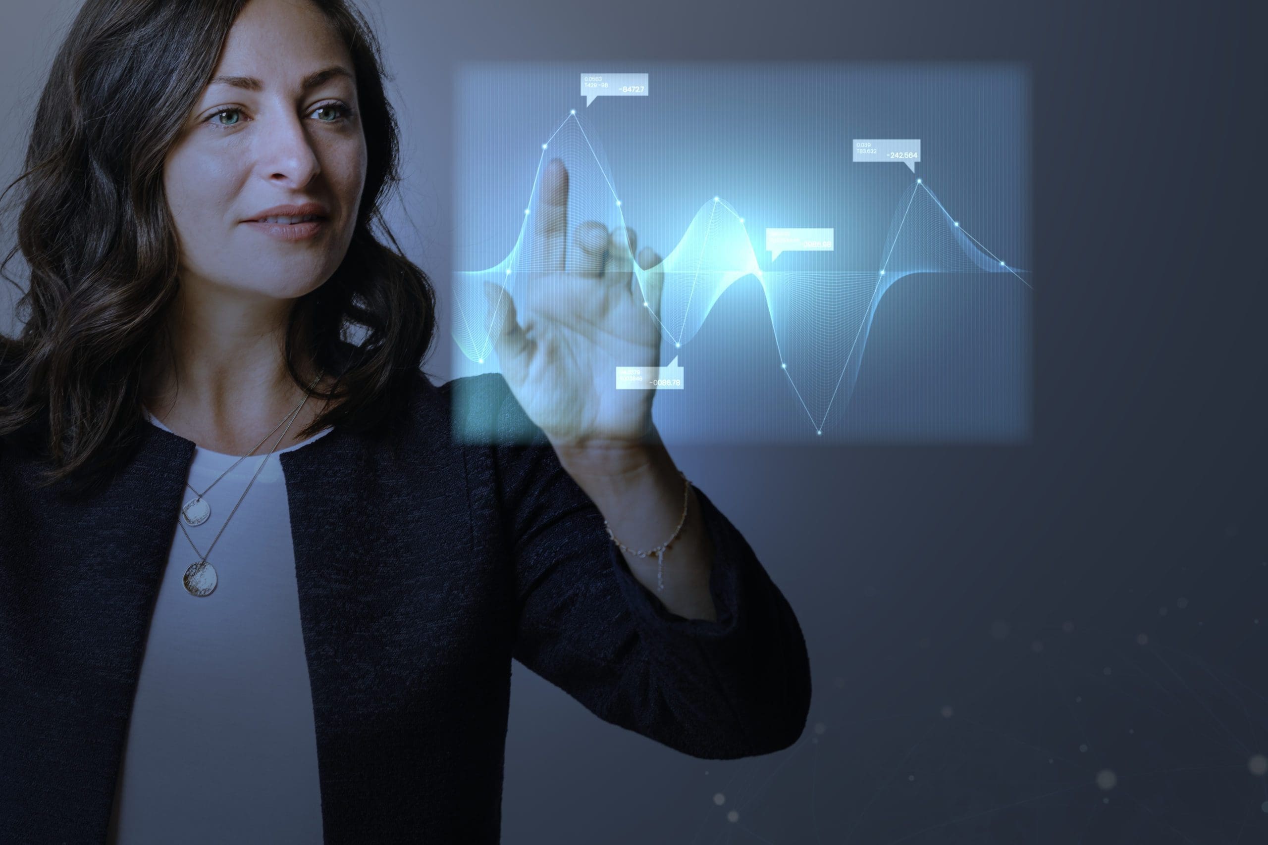 Comtech As Your It Service High Technology Digital Graph Presentation By Businesswoman Scaled